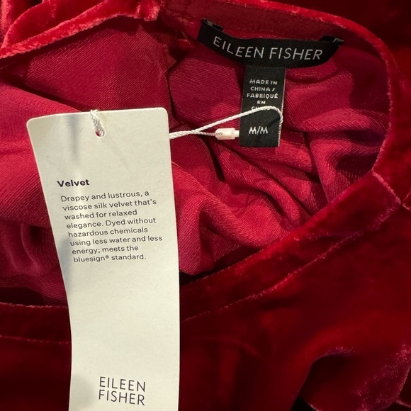EILEEN FISHER Ruby Velvet Crew Neck Silk and Viscose Dress NEW Christmas Holiday - Picture 5 of 7